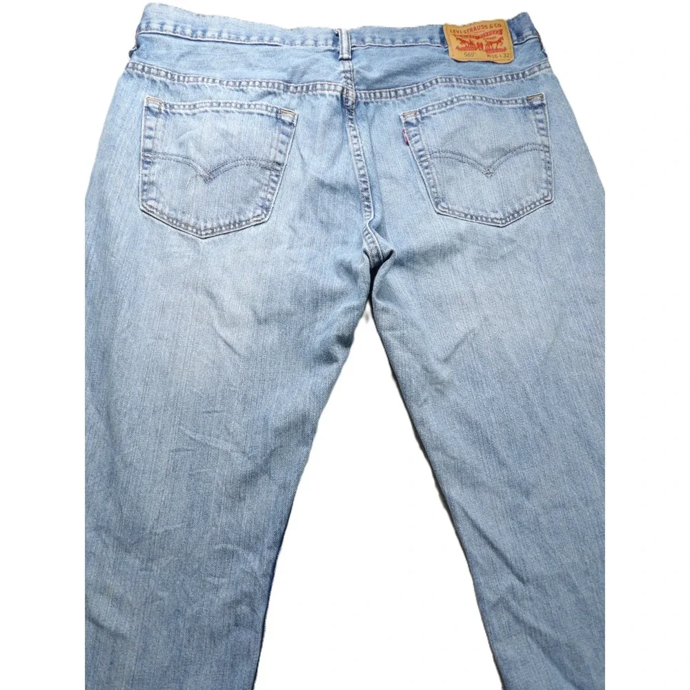 Levis 569 Loose Straight Jeans Men 36x32 Light Wash Denim Skater Baggy Blue Work